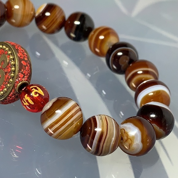 BANDED AGATE STONES NATURAL BRACELET - Picture 5 of 7